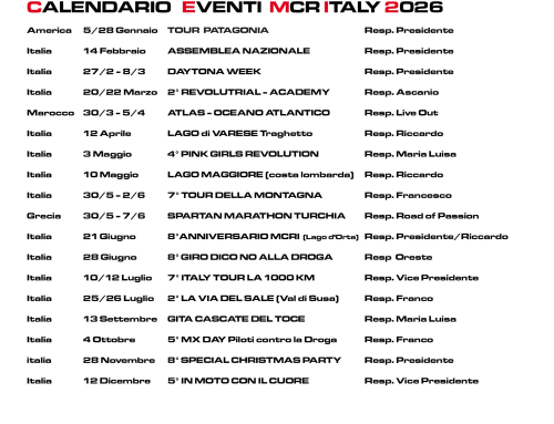 CALENDARIO MCRI 2026